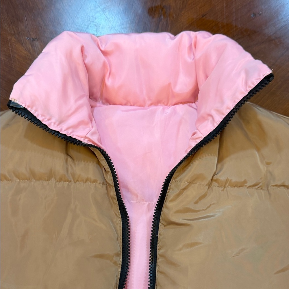 Lucy Paris Beige and Pink Puffer Vest - Picture 4 of 5